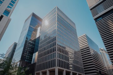 Fototapeta premium Modern Skyscrapers and Urban Architecture in a Financial City Landscape