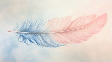 Naklejka premium Floating feather design with light pastels