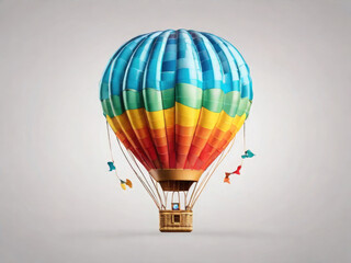 Fototapeta premium Vibrant hot-air balloon isolated on transparent background PNG for creative design projects and travel-themed visual content