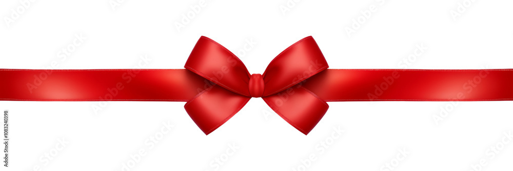 Wall mural red ribbon bow border isolated on transparent background cutout