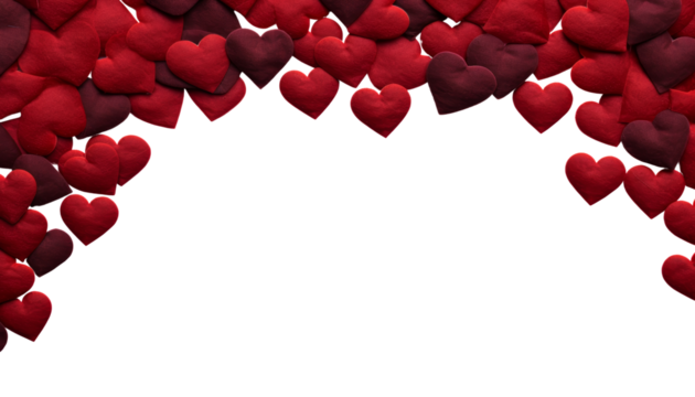 red hearts border frame isolated on transparent background cutout - Powered by Adobe