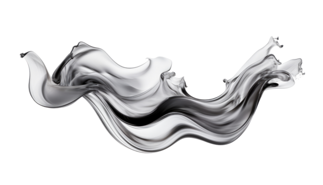 grey monochrome abstract smoke isolated on transparent background cutout
