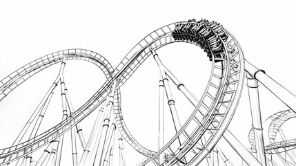 Single Line Drawing of a Roller Coaster Twist