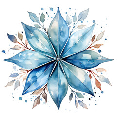 Snowflakes water color illustration with elegant blue color