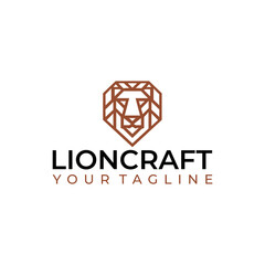 Fototapeta premium A regal lion head logo featuring bold, symmetrical lines and a crown, symbolizing power, royalty, and authority. Perfect for luxury brands or elite organizations.
