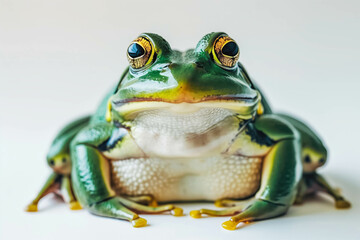 Obraz premium Frog with large eyes closeup on white background.