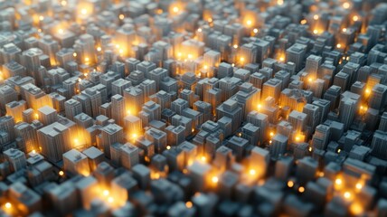Fototapeta premium Aerial view of a vibrant cityscape illuminated at night.