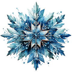 Snowflakes water color illustration with elegant blue color