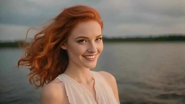 gorgeous red women smiling, smilling women, red hair women, russian model, gorgeous russian model, red hair girl smilling at camera, women stock videos