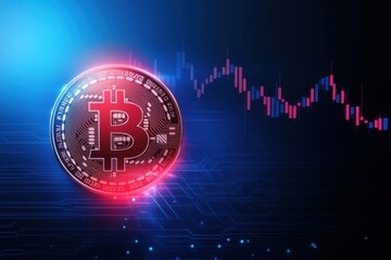 Fototapeta premium Cryptocurrency trading event digital space graphic visualization financial market close-up view blockchain concept