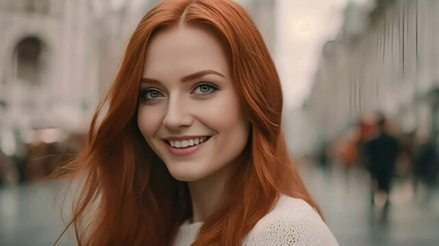 gorgeous red women smiling, smilling women, red hair women, russian model, gorgeous russian model, red hair girl smilling at camera, women stock videos
