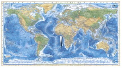 Fototapeta premium A world map illustrating geographical features and political boundaries.