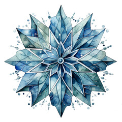 Snowflakes water color illustration with elegant blue color