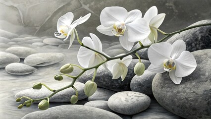 Fototapeta premium zen stones and flower