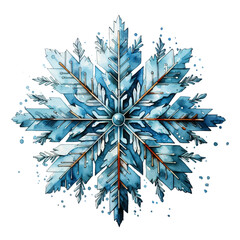 Snowflakes water color illustration with elegant blue color