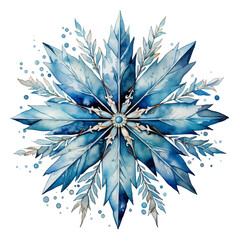 Snowflakes water color illustration with elegant blue color
