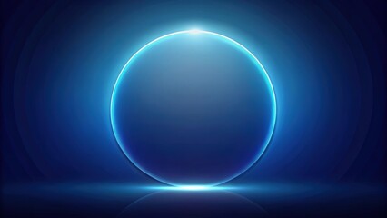 Obraz premium Abstract Blue Glowing Oval Shape on a Dark Background with a Reflective Surface