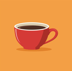 Fototapeta premium Cup of coffee with red color flat vector illustration