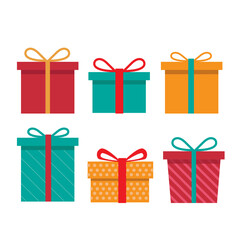 Fototapeta premium Gift set in vector flat design illustration