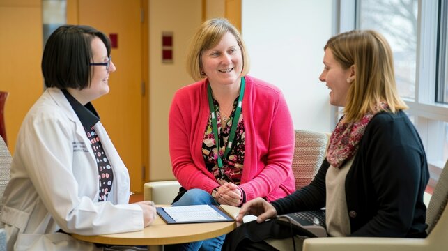 A patient engages with a multidisciplinary medical team in a conference room, sharing insights and receiving advice during the consultation