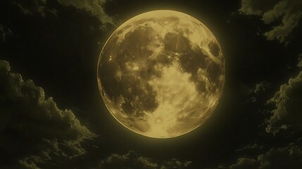 Obraz premium A large, luminous moon surrounded by dark, cloudy skies.