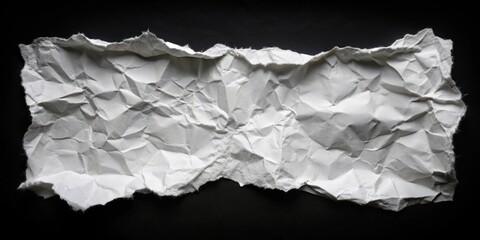 Obraz premium A textured sheet of white paper crumpled into abstract shapes, resting atop a dark background, ready for your design or message.