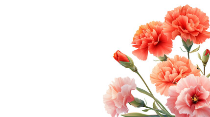 Fototapeta premium Beautiful bouquet of vibrant carnation flowers in soft colors.