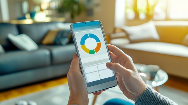A person using a budgeting app to track their expenses. 