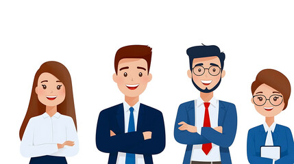 Fototapeta premium Team collaboration event office animated characters professional environment group viewpoint workplace dynamics
