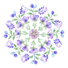 Fototapeta premium Watercolour Seamless Purple Flower Pattern Vector Illustration