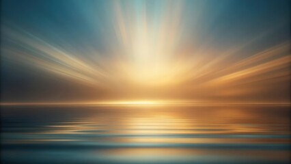 Obraz premium A serene seascape with a golden sunset radiating across the calm ocean water