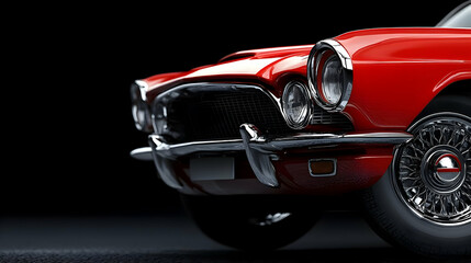 Classic Red Car Front Closeup 3D Render