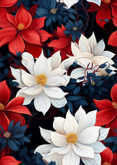 Fototapeta premium Christmas Floral Botanical Pattern with Festive Poinsettia - Winter Garden Wallpaper for Holiday Decor, Textiles, Gift Wrapping Paper