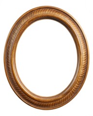 Traditional round frame from wood, white background with wood frame for your design