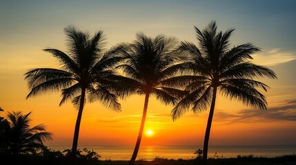 Naklejka premium 南国の夕方と夕日