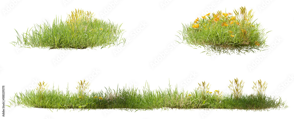Aufkleber PNG collection grass field, No background easy to move by drag and drop to main project, 3d illustration rendering