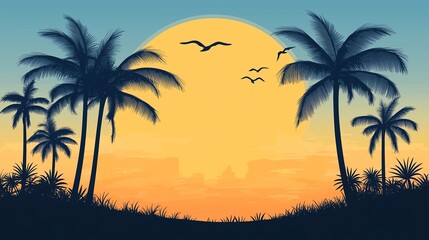 Fototapeta premium 南国の夕方と夕日