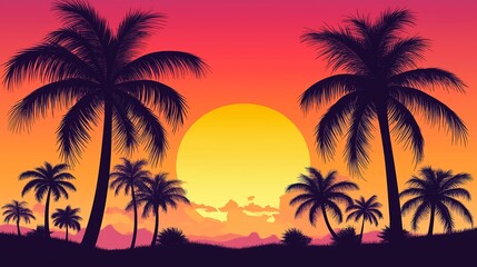 Fototapeta premium 南国の夕方と夕日