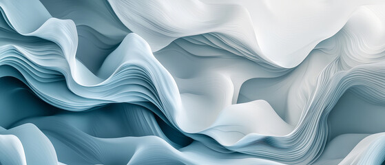 Obraz premium Abstract background with soft shapes and curves in light blue, white, and gray colors, generative AI