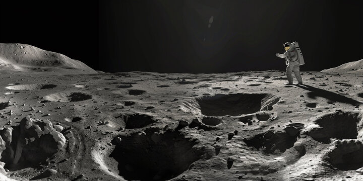 Astronaut exploring a lunar crater
