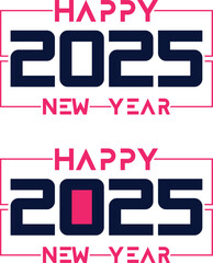 Happy New Year 2025 typography & social media poster