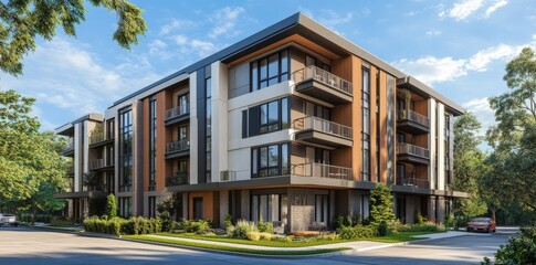 Fototapeta premium Modern Apartment Building Exterior.