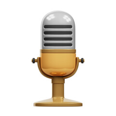 Retro Microphone 3D Illustration Isolated Transparent Background
