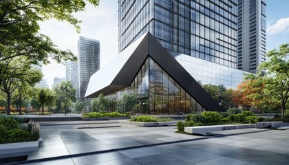 Modern Cityscape with Greenery.