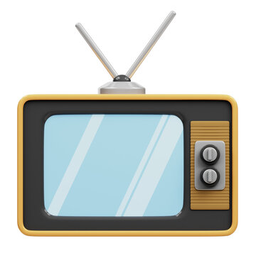 Retro Television 3D Illustration Isolated Transparent Background