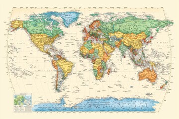 World map exploration global geography map artwork educational environment aerial view travel concepts