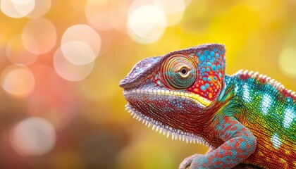 Fototapeta premium Chameleon in Bokeh.
