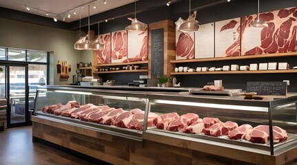A sustainable butcher shop featuring local, grass-fed meats.generative.ai