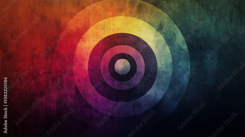 Aufkleber colorful concentric circles creating target on grunge background