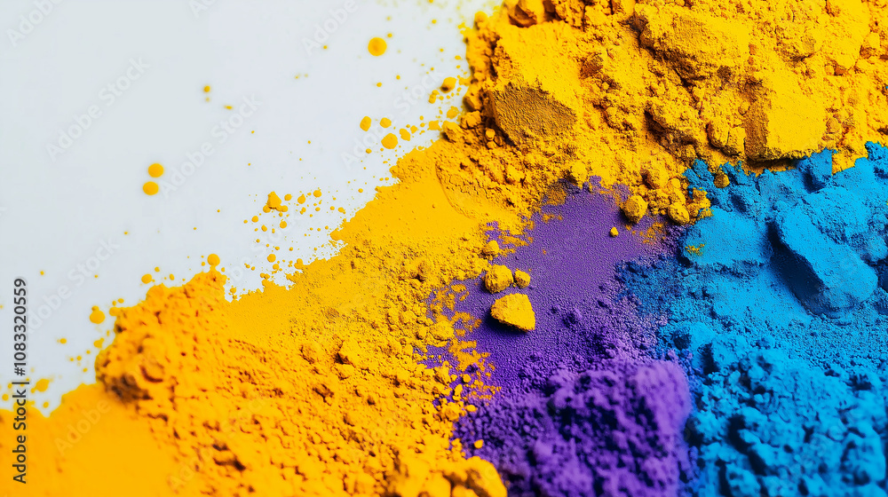 Poster colorful holi powder exploding creating a vibrant design on white background